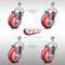 Service Caster 4 Inch SS Red Polyurethane Wheel Swivel 1/2 Inch Threaded Stem Caster Set SCC SCC-SSTS20S414-PPUB-RED-121315-4 - alternate 5